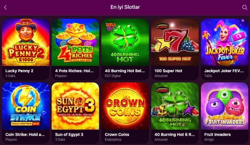 Luks Casino slot games category screen