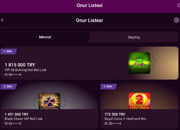 Luks Casino leaderboard and top winners image