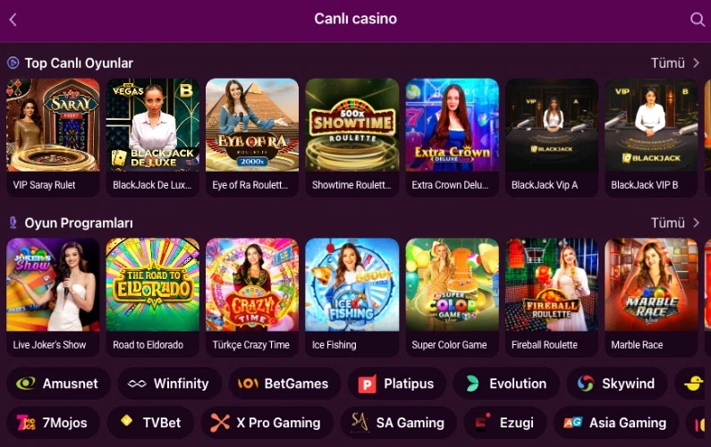 Luks Casino live casino table games view
